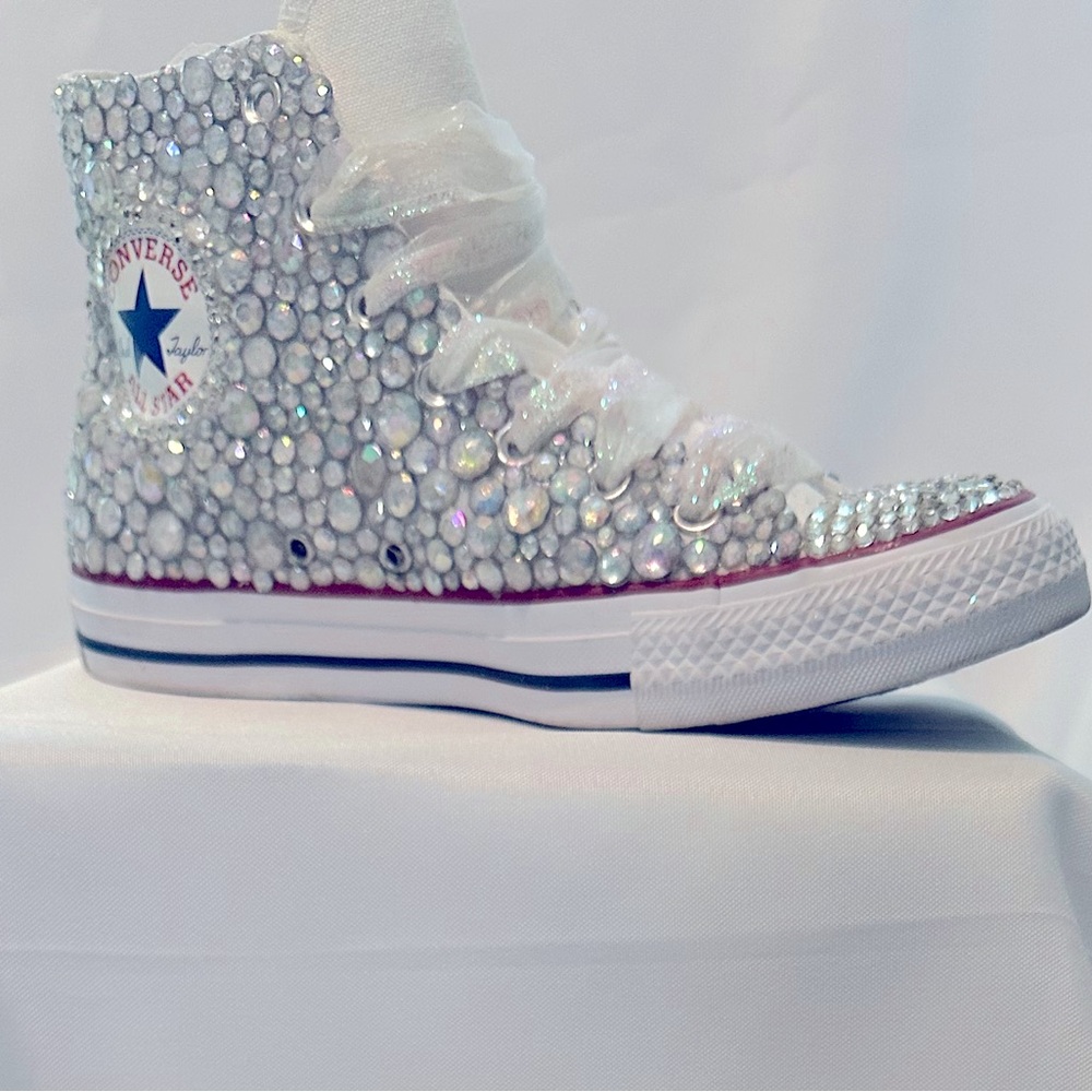 Converse White Crystal Embellished High-Tops